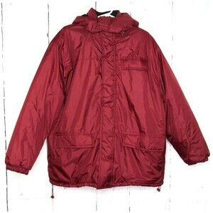 Stag Hill by Haband Men's Size XL Winter Parka Jacket Coat Hooded Burgundy Red